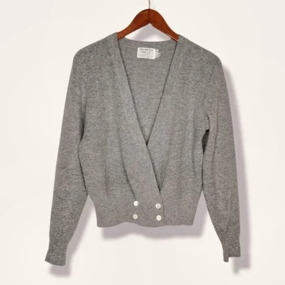 Vintage Lambswool & Angora Cardigan Grey, Robert Scott for The Talbots - Picture 1 of 9